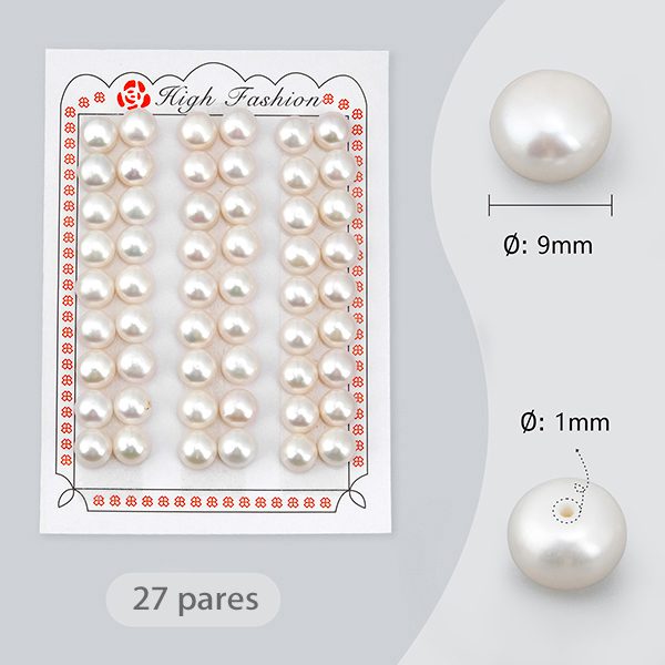 Medium perforated cultured pearls 27 pairs