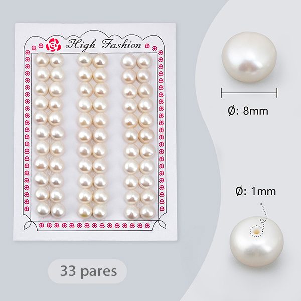 Medium perforated cultured pearls 33 pairs