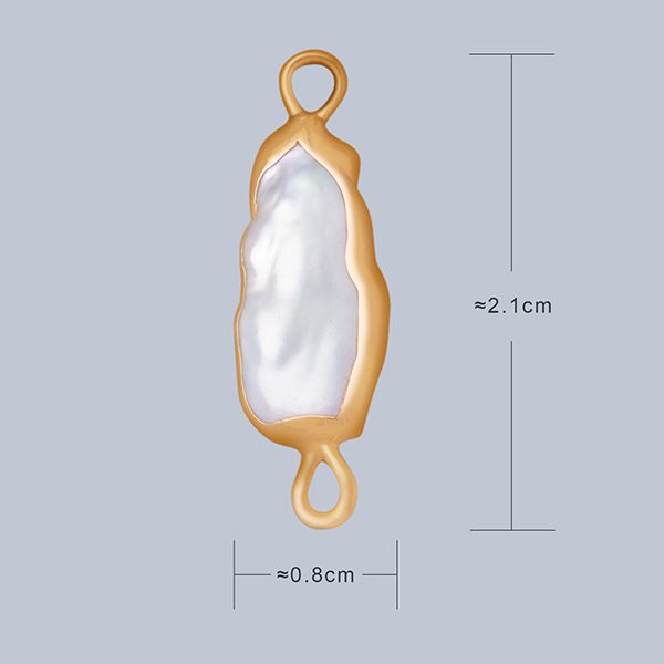 Conectores rectangular perlas cultivadas (Color dorado)