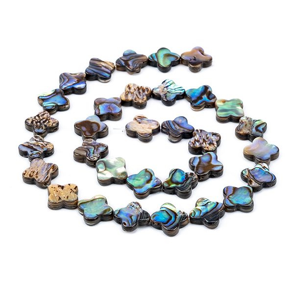 Paua clover shell beads