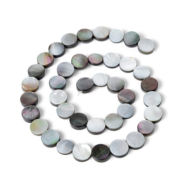 Round Flat Black Lip Shell Beads – 10mm