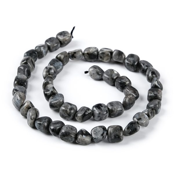 Perles de pierre de labradorite noire irrégulière