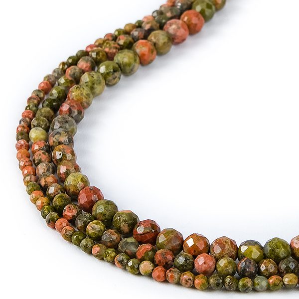 Unakita faceted stone beads