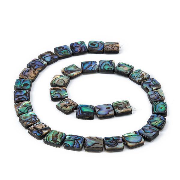 Square paua shell beads