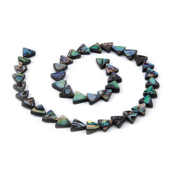 Triangular paua shell beads