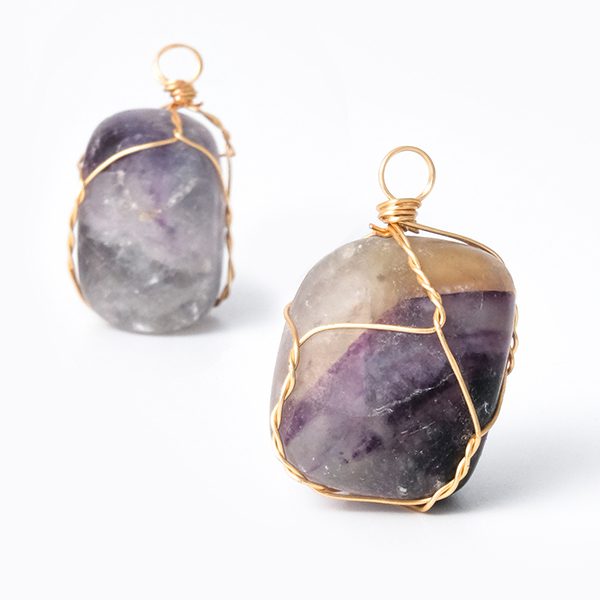 Fluorite hanging stone wrapped copper wire