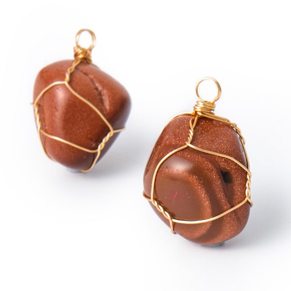 Golden sandstone hanging copper wire wrapped