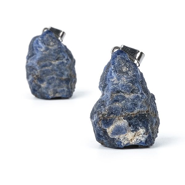 Pingente de pedra bruta jaspe de malha azul
