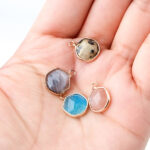 Cabochons facetados hexágono colgante de piedra