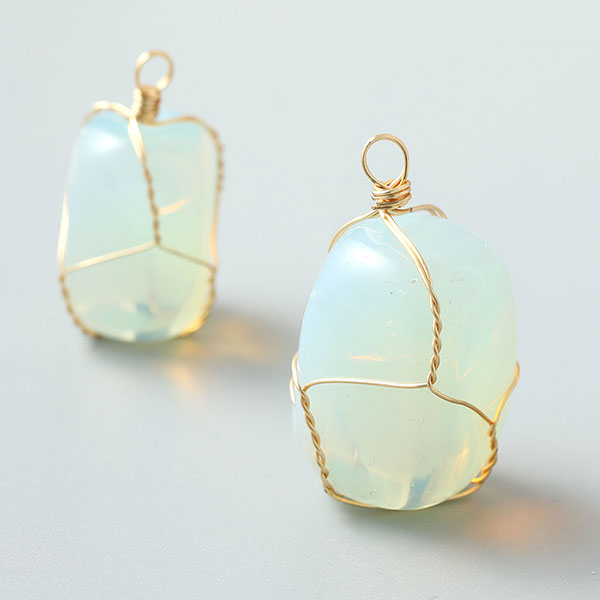 Opalite stone hanging copper wire wrapped