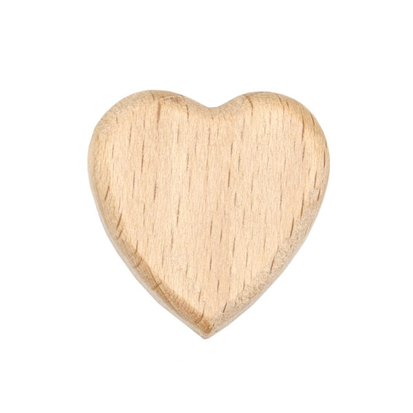 50 contas de coração de madeira de faia