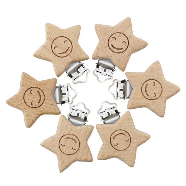 30 Pinzas Chupetero de Estrella Madera de Haya